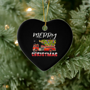 Feuerwehrschiff Weihnachtsfamilie für Feuerwehrleu Keramik Ornament