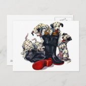 Feuerwehrschuhe gefüllt mit Dalmatinern Postkarte (Vorne/Hinten)