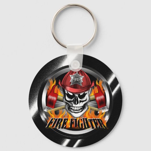 Feuerwehrskull 4 und Flammwellen Schlüsselanhänger (Vorderseite)