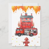 Feuerwehrthema Geburtstagseinladungskarte Einladung (Rückseite)