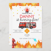 Feuerwehrthema Geburtstagseinladungskarte Einladung (Vorne/Hinten)