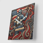 Feuerwehrtribut in der Kunst Quadratische Wanduhr (Winkel)