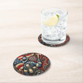 Feuerwehrtribut in der Kunst Runder Pappuntersetzer (Vor Ort)