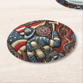 Feuerwehrtribut in der Kunst Runder Pappuntersetzer (Angewinkelt)