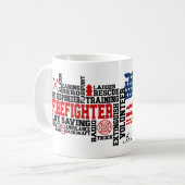 Feuerwehrtribut unter amerikanischer Flagge Kaffeetasse (Vorderseite Links)