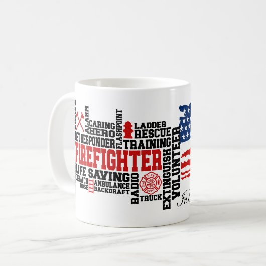 Feuerwehrtribut unter amerikanischer Flagge Kaffeetasse (Vorderseite Links)