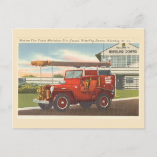 Feuerwehrwagen aus der Vintage-Zeit 1940er Jahre W Postkarte