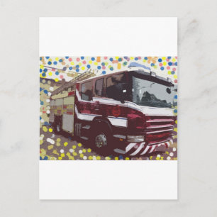 Feuerwehrwagen Postkarte