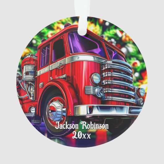 Feuerwehrwagen Weihnachten Ornament (Rückseite)