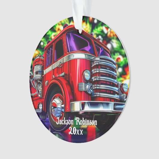 Feuerwehrwagen Weihnachten Ornament (Vorderseite)