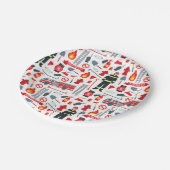 Feuerwehrwerkzeuge Pappteller (Schrägansicht)