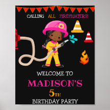 Feuerwehrwillkommen Party-Zeichen Girl Feuerwehrma