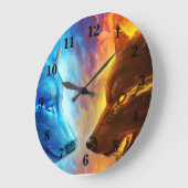 Feuerwehrwölfe-Wall-Uhr Große Wanduhr (Winkel)