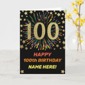 Feuerwerk 100. Geburtstag farbiger Regenbogen Gold Karte (Gelbe Blume)