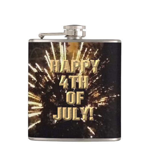 Feuerwerk 10 4. Juli umhüllte Flasche Flachmann (Vorderseite)