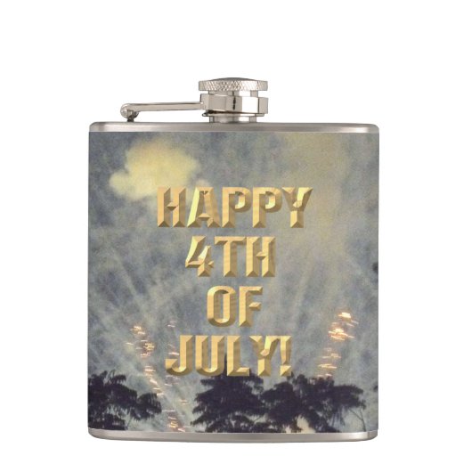 Feuerwerk 19 4. Juli umhüllte Flasche Flachmann (Vorderseite)