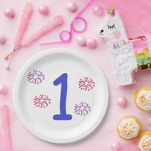 Feuerwerk 1. Geburtstag Pappteller (Party)
