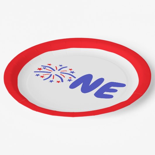 Feuerwerk 1. Geburtstag Pappteller (Schrägansicht)