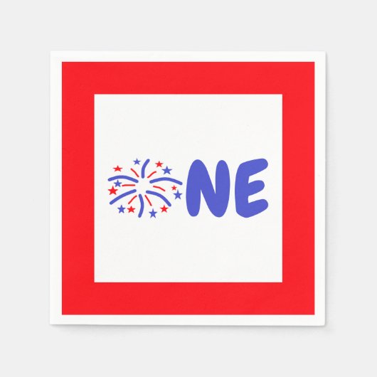 Feuerwerk 1. Geburtstag Serviette (Vorderseite)