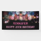 Feuerwerk 25. Geburtstag rosa und schwarz Banner (Horizontal)