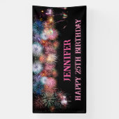 Feuerwerk 25. Geburtstag rosa und schwarz Banner (Vertikal)