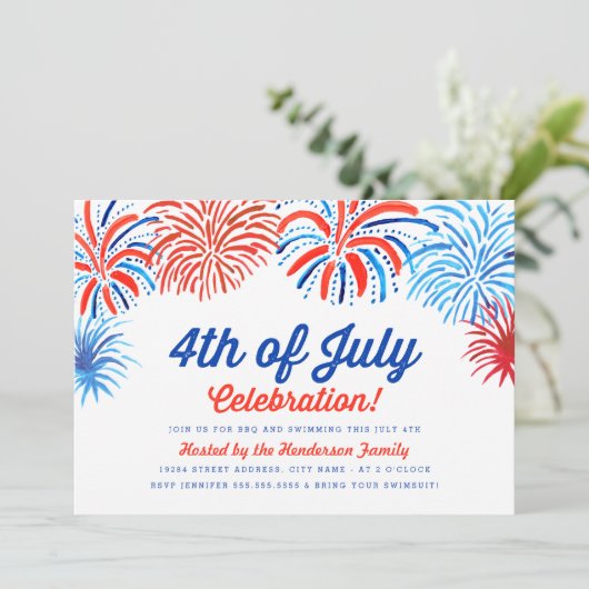 Feuerwerk 4. Juli Einladung (Stehend Vorderseite)