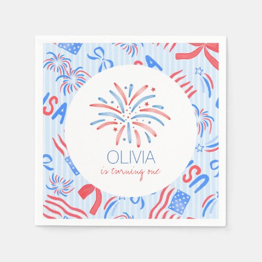 Feuerwerk 4. Juli Geburtstag Serviette (Vorderseite)
