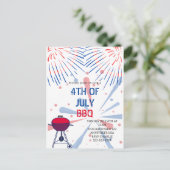 Feuerwerk 4. Juli GRILLEN Einladung Postkarte (Stehend Vorderseite)