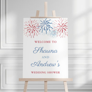 Feuerwerk 4. Juli Paare Hochzeitsdusche Willkommen Poster