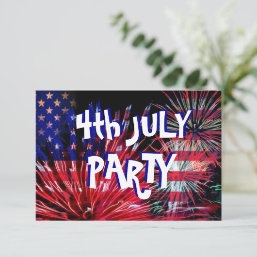Feuerwerk 4. Juli Party Einladung (Stehend Vorderseite)