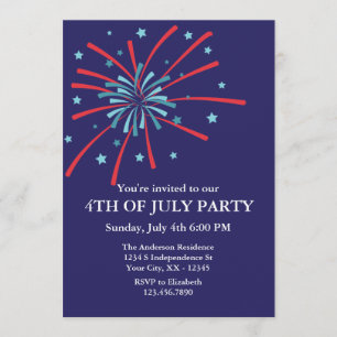 Feuerwerk 4. Juli Party Einladung