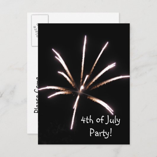 Feuerwerk 4. Juli Party Einladung Postkarte (Vorne/Hinten)