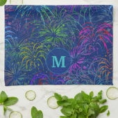 Feuerwerk 4. Juli Sommermuster | MIT MONOGRAMM Handtuch (Gefaltet)