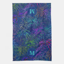 Feuerwerk 4. Juli Sommermuster | MIT MONOGRAMM Handtuch