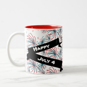 Feuerwerk 4. Juli Stars Doodles Banner Zweifarbige Tasse