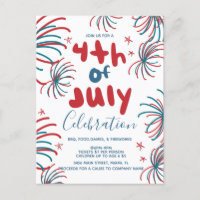 Feuerwerk 4. Juli Stars GRILLEN Flyer Einladung