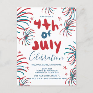 Feuerwerk 4. Juli Sterne BBQ Flyer Einladung Postkarte
