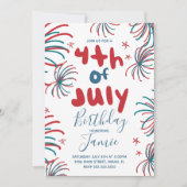 Feuerwerk 4. Juli Sterne GRILLEN Geburtstag Karte (Vorderseite)