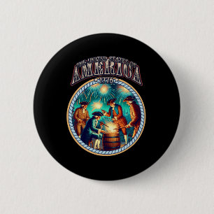 Feuerwerk 4. Juli Unabhängigkeit Patriotisch 1776 Button