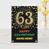 Feuerwerk 63. Geburtstag Farbenfrohe Regenbogengrü Karte (Gelbe Blume)