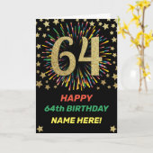 Feuerwerk 64. Geburtstag Farbenfrohe Regenbogengrü Karte (Gelbe Blume)