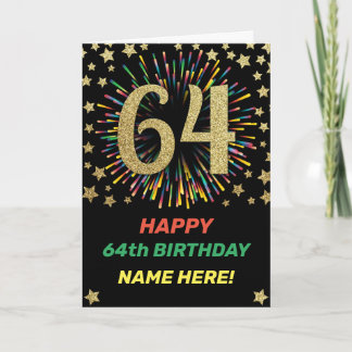 Feuerwerk 64. Geburtstag Farbenfrohe Regenbogengrü Karte