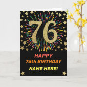 Feuerwerk 76. Geburtstag farbiger Regenbogen Gold Karte (Gelbe Blume)