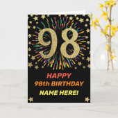 Feuerwerk 98. Geburtstag farbiger Regenbogen Gold Karte (Gelbe Blume)