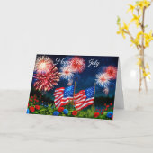 Feuerwerk am 4. Juli Karte (Gelbe Blume)