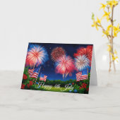 Feuerwerk am 4. Juli Karte (Gelbe Blume)