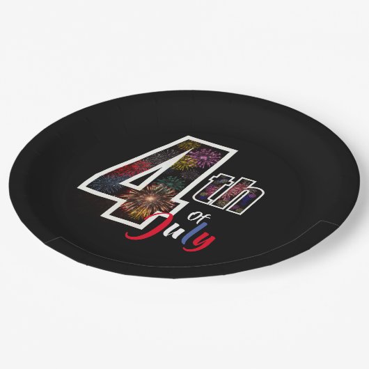 Feuerwerk am 4. Juli Pappteller (Schrägansicht)