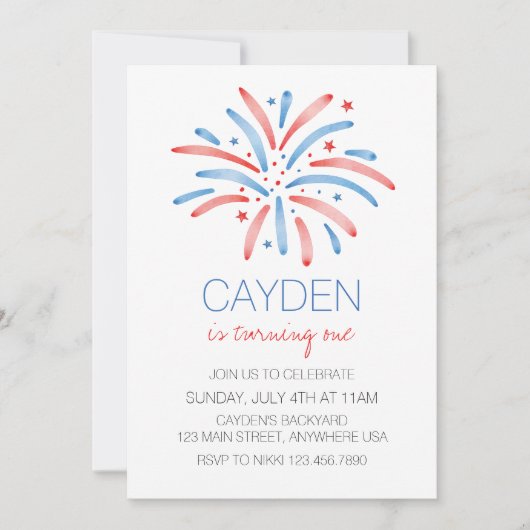 Feuerwerk Amerikanische Unabhängigkeitstag Geburts Einladung (Vorderseite)