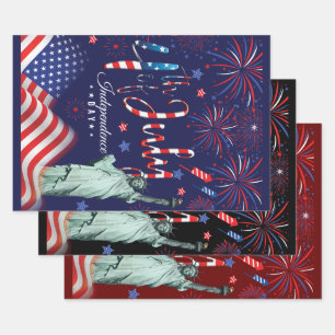 Feuerwerk Amerikanische Unabhängigkeitstag mit der Geschenkpapier Set