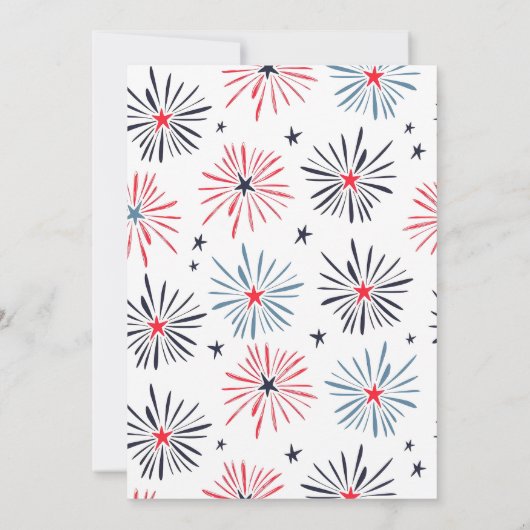 Feuerwerk Amerikanische Unabhängigkeitstag Party E Einladung (Rückseite)